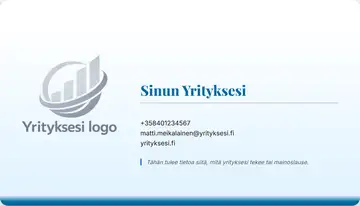 Yrityskortti – Alapalkki – Liukuväri – Taivaansininen