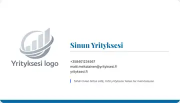 Yrityskortti – Alapalkki – Yhtenäinen – Taivaansininen