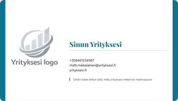 Yrityskortti – Vasen ja oikea palkki – Yhtenäinen – Turkoosi